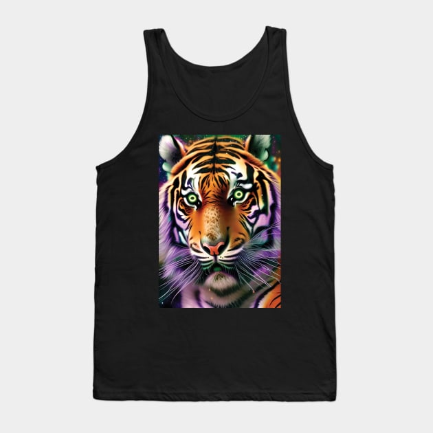 Psychedelic Tiger | Colorful Tiger Art | Astral Tiger Painting | Beautiful Multicolored Tiger Tank Top by GloomCraft